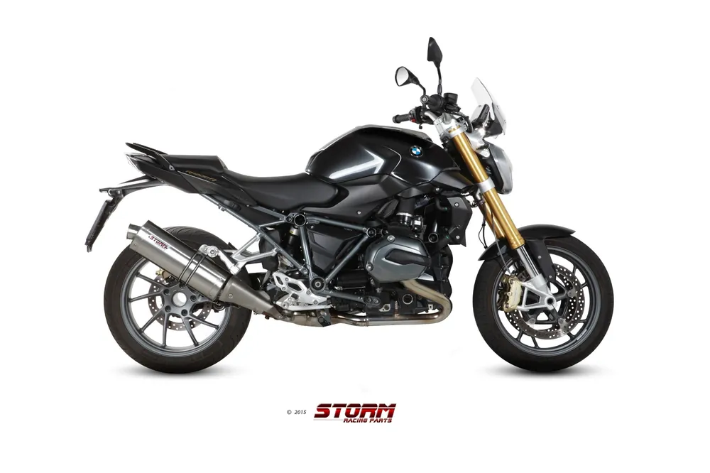 Sonderangebot Auspuff Storm SLIP-ON oval Edelstahl mit ABE für BMW R LC / ESA 1200 ccm Bj. 2015 - 2016