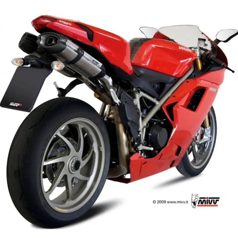 Sonderaktion Auspuffanlage Mivv 2 SLIP-ON Edelstahl mit Carbon Kappe Suono Sport für Ducati / S R SP 848 / 1098 / 1198 ccm Bj. 2007 - 2011