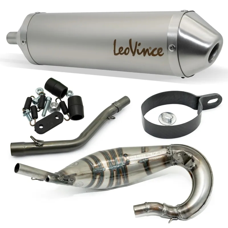 Preisreduziert Auspuffanlage komplett LeoVince X-FIGHT mit Zulassung, Edelstahl für Rieju MRT 50 / Pro / SM Bj. 2009 - 2012