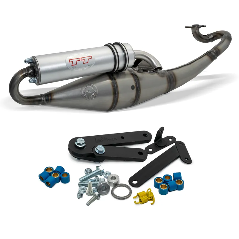 Jetzt Kaufen Auspuffanlage komplett LeoVince HAND MADE TT mit Zulassung, Aluminium für Malaguti F12 Phantom AC / LC 50 Bj. 1994 - 1998 / Kat AC / LC Bj. 1999 / Kat LC Bj. 2000