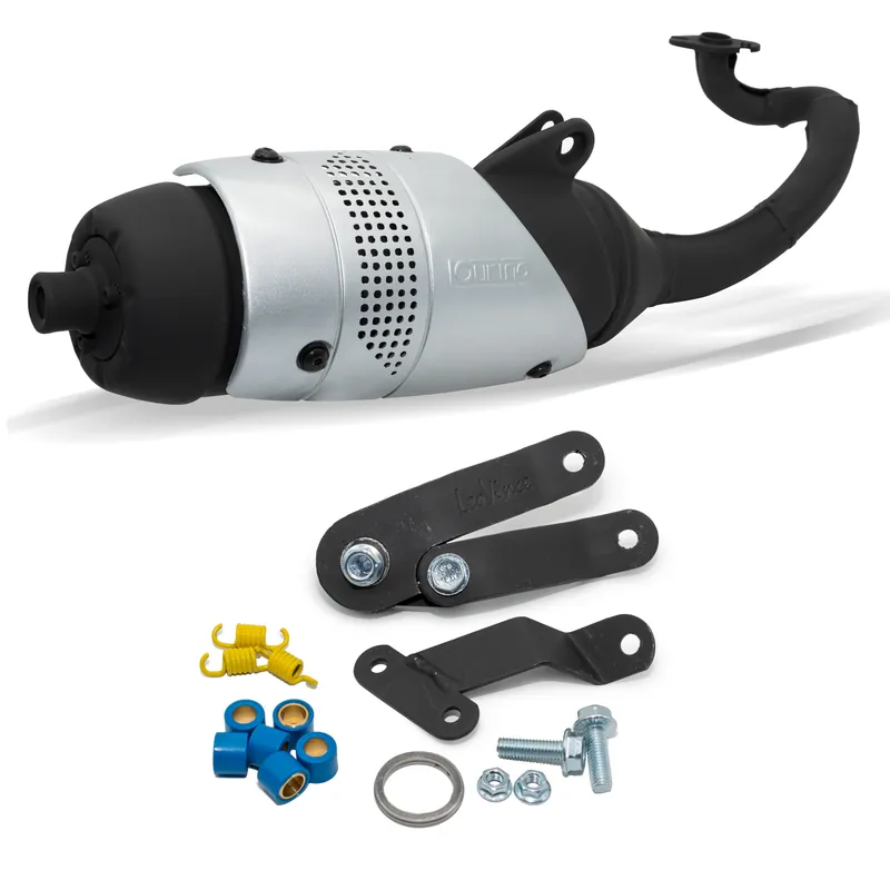 Geprüft Auspuffanlage komplett LeoVince TOURING mit Zulassung, Stahl für MBK Ovetto / Yamaha Neo& 039;s 50 2-Takt Bj. 2002 - 2012