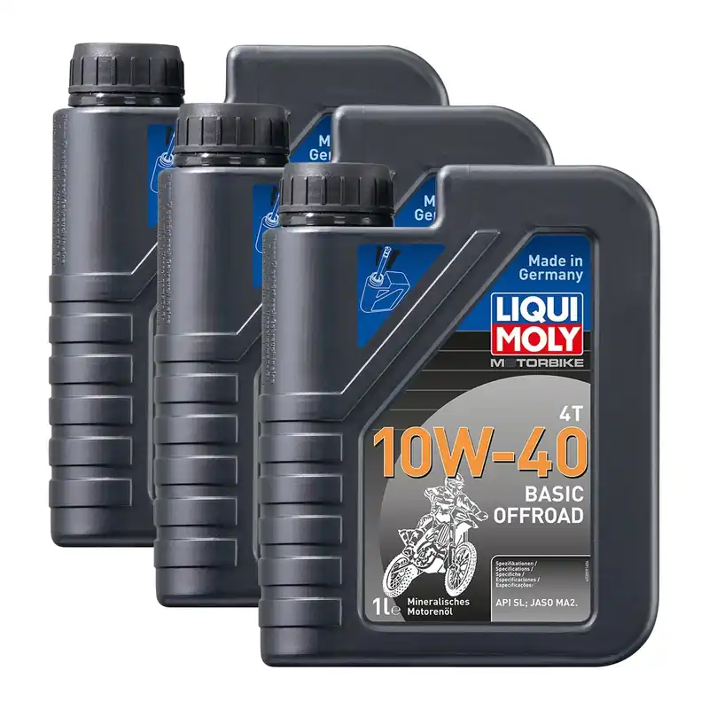 3x Liqui Moly 3059 Motorbike 4T Basic Offroad 10W-40 Motoröl 1L Begrenztes Angebot