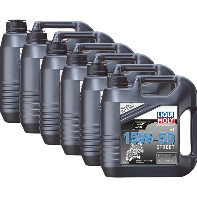 Abverkauf 6x Liqui Moly 1689 Motorbike 4T Motoröl Synth Motorrad Street Race 15 W-50 4L