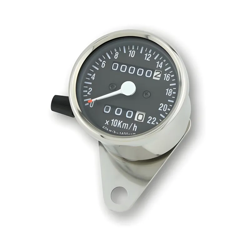 Sale Edelstahl-Tacho, 1400 RPM, Ø 60 mm, Ziffernblatt schwarz, weiße Beleuchtung
