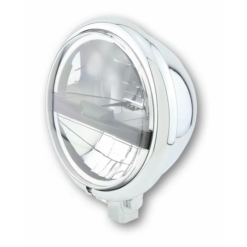 Scheinwerfer Highsider Bates Style Typ 5 5 ¾ Zoll Standlichtring LED chrom schwarz Must-Have