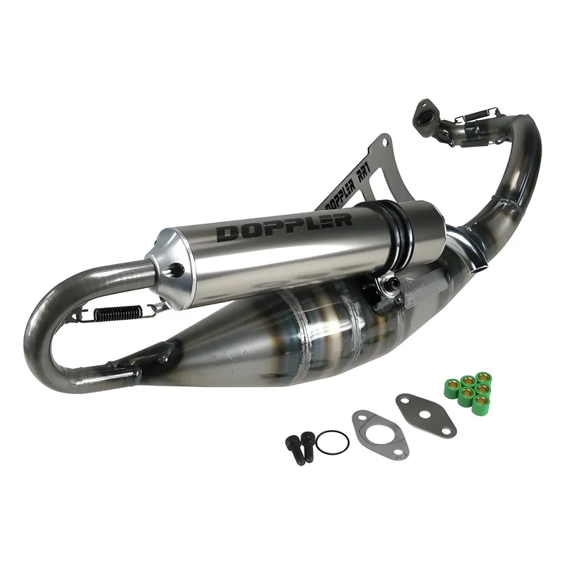 Markenware Auspuffanlage Doppler RR-7 mit Zulassung, Titan für Peugot liegend