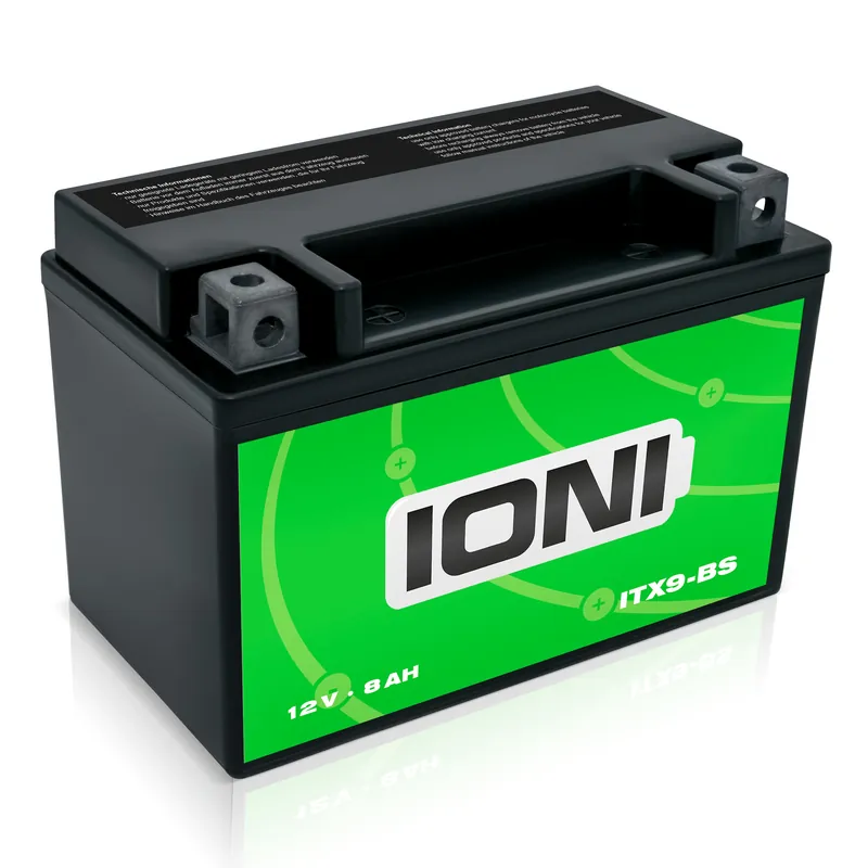 IONI AGM Batterie 12V 8Ah ITX9-BS Rollerbatterie / Motorradbatterie, wartungsfrei versiegelt vorgeladen kompatibel mit YTX9-BS YTX9L-BS Sale