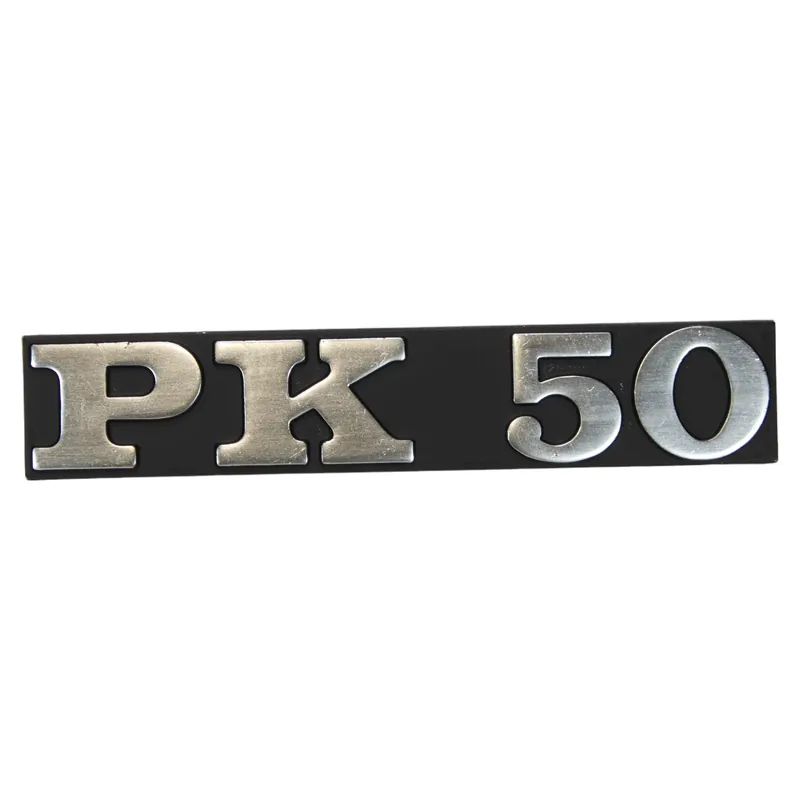 Expressversand Emblem / Schriftzug " PK 50 " Seitenhaube für Vespa PK 50 Modelle - 95x17mm 2 Pins Lochabstand 80mm