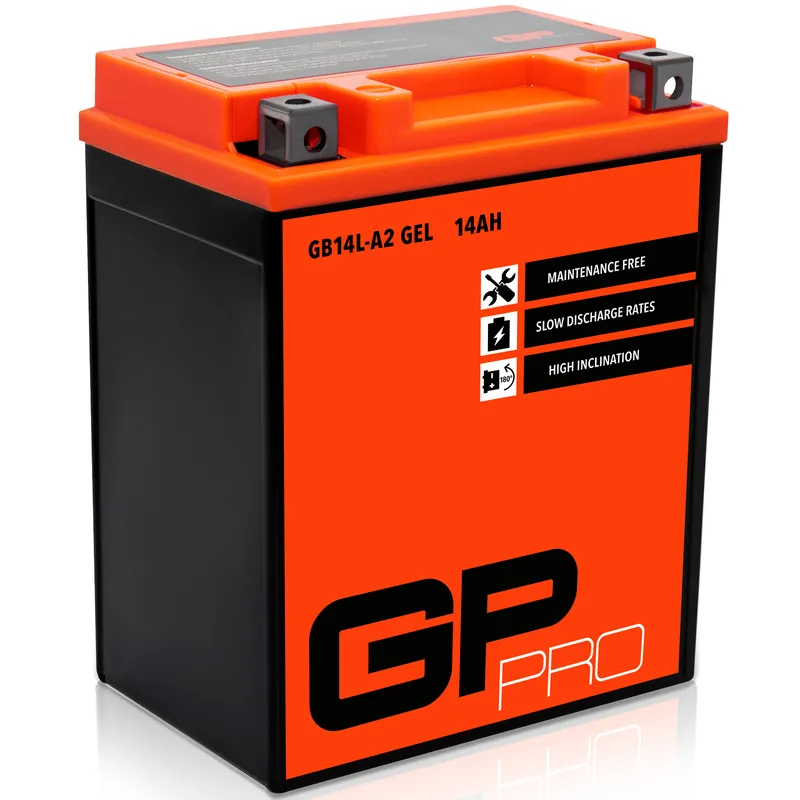 GP-PRO Gel-Batterie 12V 14Ah GB14L-A2 Rollerbatterie / Motorradbatterie, wartungsfrei versiegelt vorgeladen ähnlich YB14L-A2 / CB14L-A2 / YB12AL-A2 Jetzt Bestellen