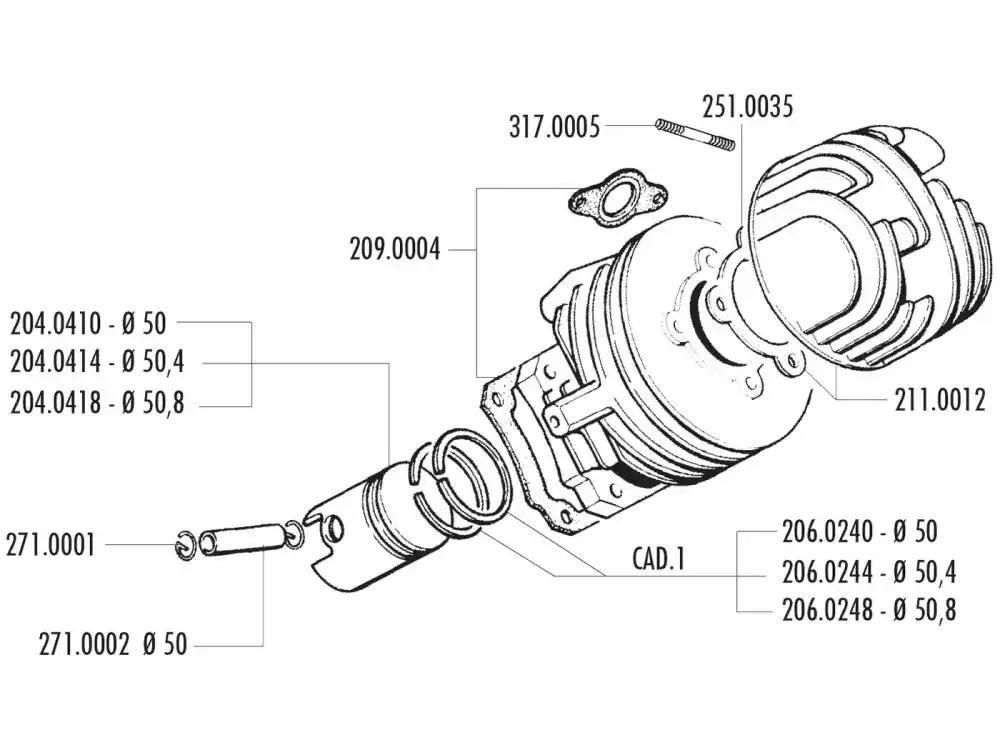 Garantierte Lieferung Kolben Satz Polini 84ccm 50,8mm für Vespa PK 50, Special 50, XL 50