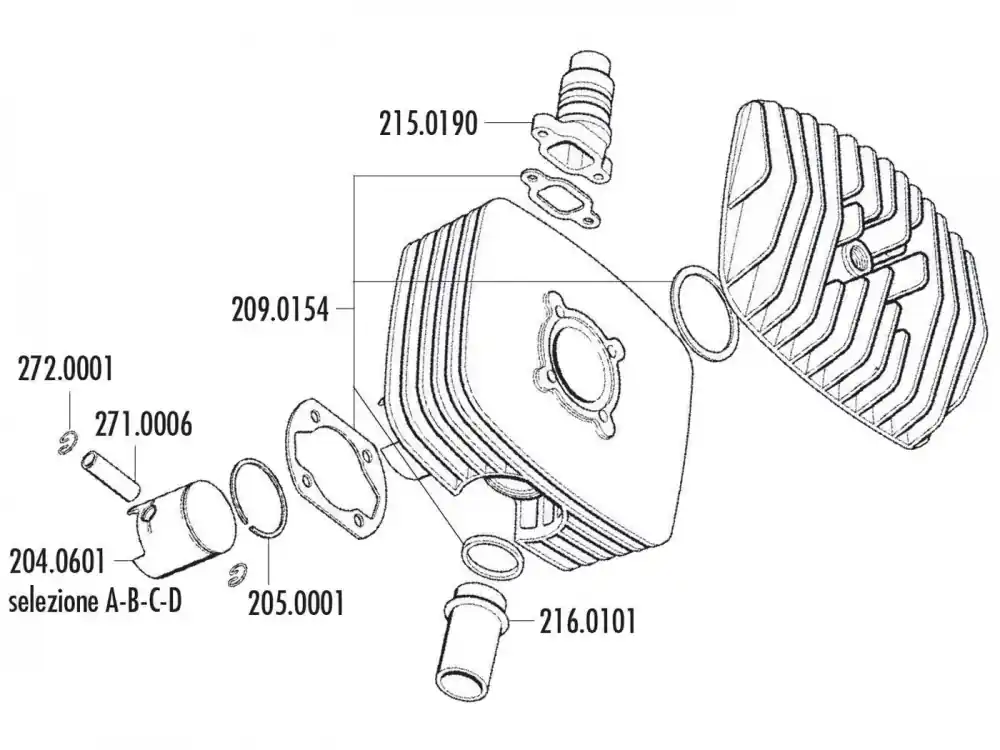Wochenendangebot Kolben Satz Polini Serie 6000 80ccm 48mm (C) für Zündapp Corsa 50