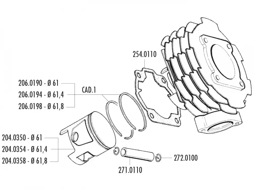 Kolbenring Polini 61,8x1,5mm für Vespa T5 125 Classic Online Kaufen