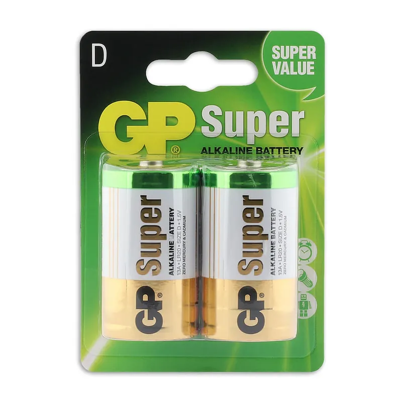 Super Alkaline D GP Batterien, 2 Stück Online Kaufen