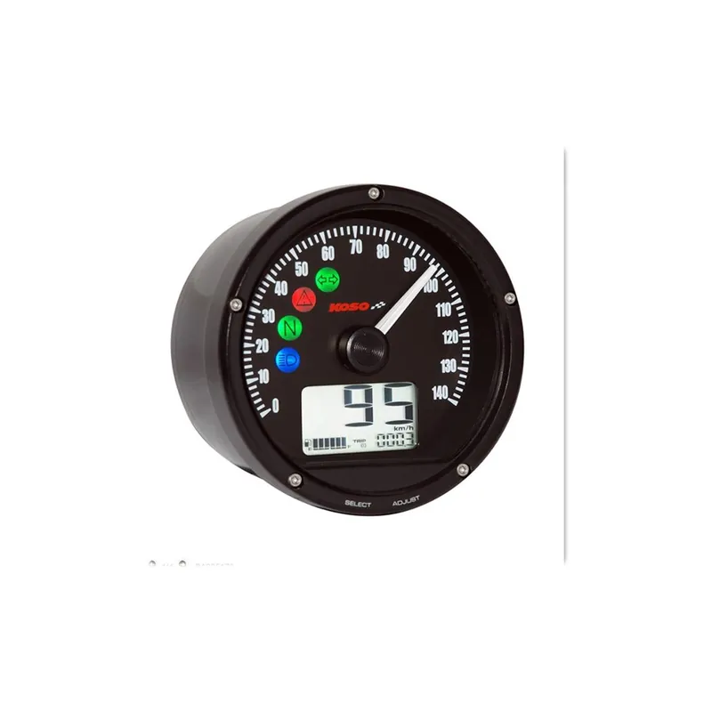 Mega-Angebot D75 Tachometer Koso mit schwarzem Ziffernblatt, schwarzer Oberfläche und schwarzer Blende 0-140km/h oder MPH, einstellbar universal