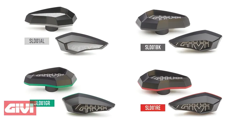 Neu Sturzpad GiVi aus Fiberglas verstärktem Polymeraus eloxiertem Aluminium grün