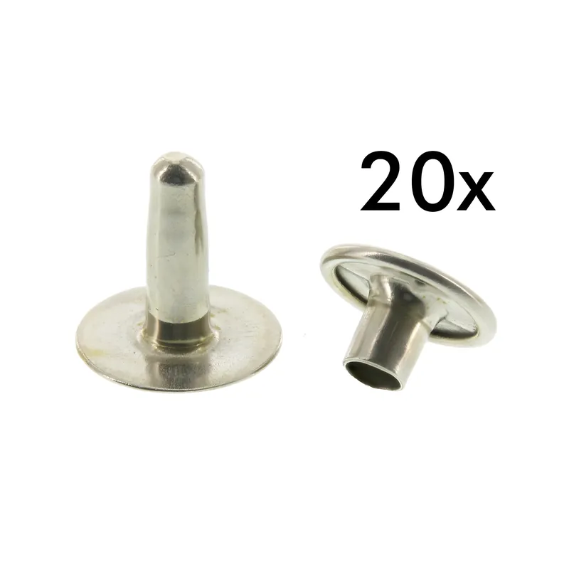 Preiswert Simson Set 20x Hohlniete, zweiteilig - A5x12x9-St-E4J + Kappe 5x10 - für Schmutzschutz - S50, S51, S70, SR50, SR80