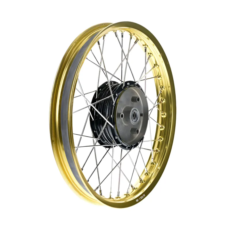 Must-Have Speichenrad 1,5x16 Zoll Alufelge, gold + Chromspeichen + Radnabe schwarz