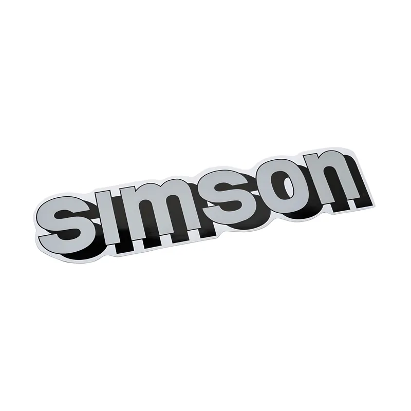 Sale Klebefolie / Aufkleber / Schriftzug "SIMSON" silber / schwarz / weiß für den Tank
