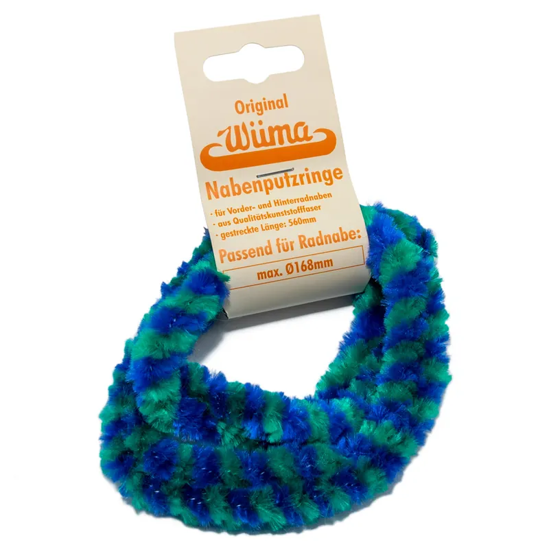 Neu Paar Nabenputzringe - grün / blau - für Mokick - Radnabe Ø168 mm, 560 mm lang