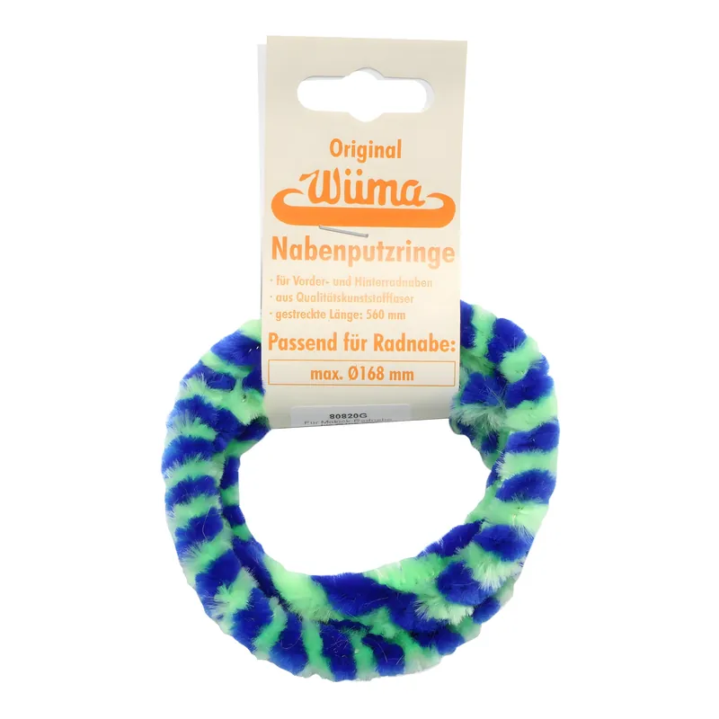 Paar Nabenputzringe - blau / neongrün - für Mokick - Radnabe Ø168 mm, 560 mm lang Begrenztes Angebot