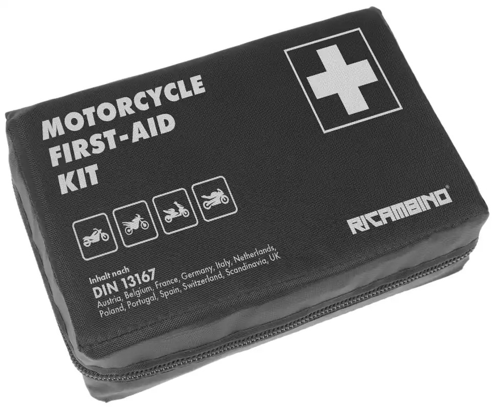 Erste-Hilfe-Set Ricambino Motorrad Verbandstasche Verbandkasten DIN 13167, 15 x 10 x 5 cm klein und kompakt für alle europäischen Länder geeignet Neue Kollektion