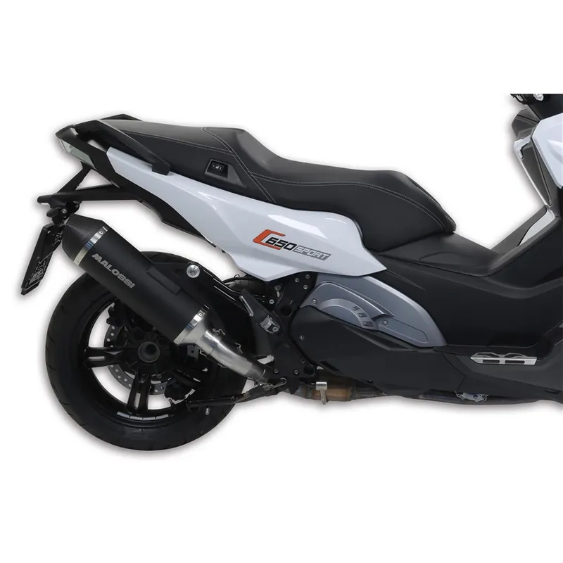 Echt Endschalldämpfer Malossi Auspuff Schalldämpfer Maxi Wild Lion mit Zulassung für Black BMW C650 Sport E4 Bj. 2016-20