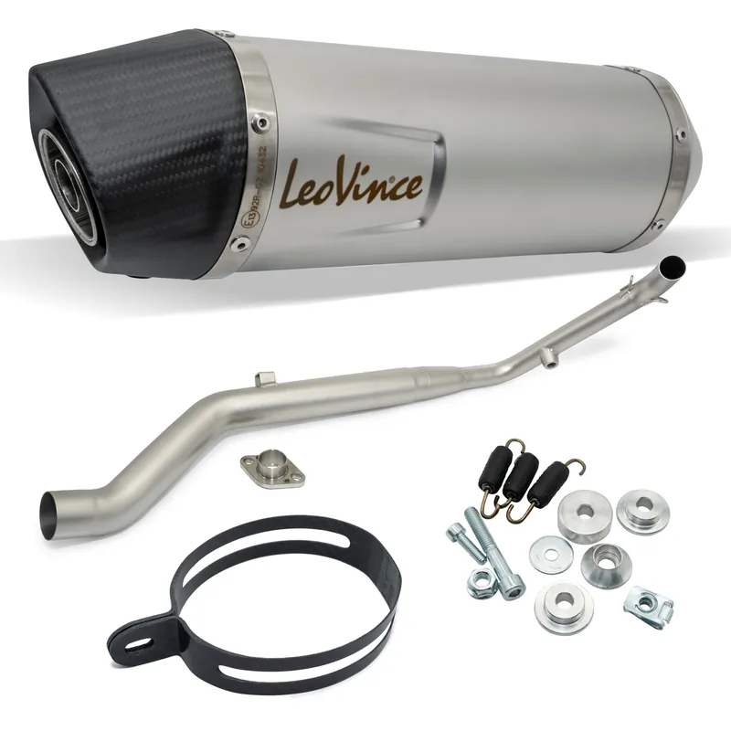 Letzte Chance Auspuffanlage komplett LeoVince LV ONE EVO mit Katalysator & Zulassung, Edelstahl, Carbon Kappe für Yamaha MT-125 / XSR / YZF-R 125 Bj. 2021 - 2024 E5
