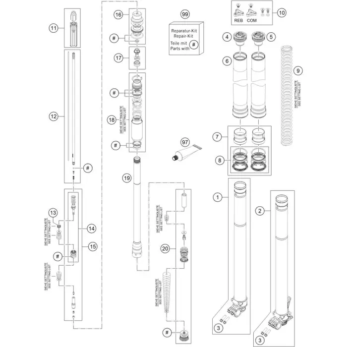 Neue Ware Gabelaußenrohr 49,13x577 dt54 db60 natur