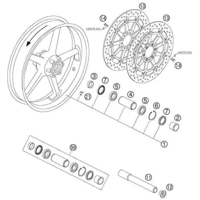 Distanzbüchse Vorderrad re. 03 Top-Angebot