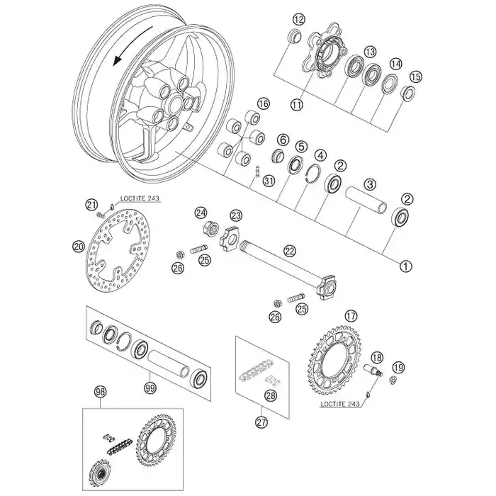 Neu Kettenrad Stahl Duke 990 Z38