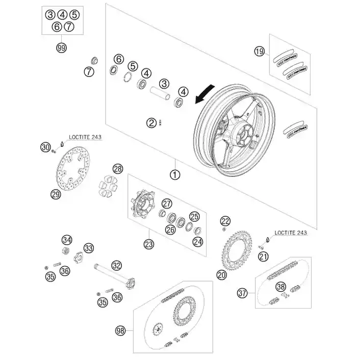 STECKACHSE HINTEN L=279 MM 07 Zertifiziert
