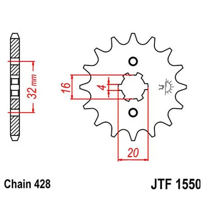 Beta Ritzel 14Z Teilung 428 grobverzahnt 6 Innendurchmesser 16/20 Must-Have