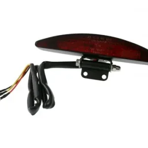 Highlight Rücklicht LED INTERSTATE Motorrad mit Halter, schwarzes Metallgehäuse,rotes Glas
