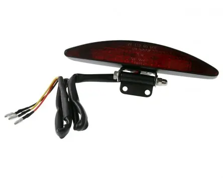 Highlight Rücklicht LED INTERSTATE Motorrad mit Halter, schwarzes Metallgehäuse,rotes Glas