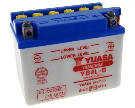 Markenware Batterie 12V 4Ah YUASA YB4L-B, ohne Batteriesäure