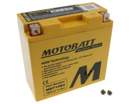 Zertifiziert Batterie 12V 13Ah MOTOBATT MBT14B4 kompatibel für Yamaha FZS1000, FZ1, XV1100 V-Star, MT-01 Raider