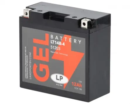 Begrenztes Angebot Batterie LANDPORT LT14B-4 Gel 12V 12Ah kompatibel für Yamaha XJR, TDM, MT-01, Piaggio MP3, Peugeot Metropolis, Honda CB, VT, HD Chopper