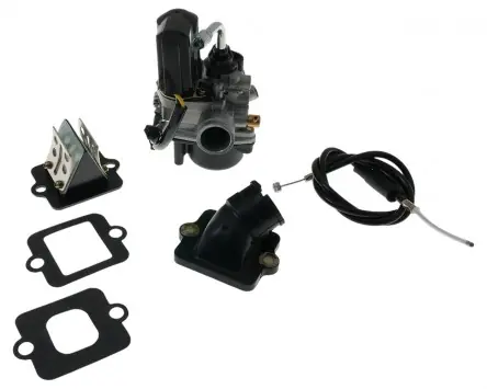 Vergaser 17,5mm Sport + E-Choke + Ansaugstutzen + Membrane kompatibel kompatibel für Piaggio NRG, TPH, Zip, Gilera Runner, Vespa ET2, Aprilia SR50 Tun Nur Für Kurze Zeit
