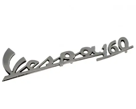 Schriftzug für Beinschild Vespa 160 chrom 140x45mm, 3 Pin Garantierte Lieferung