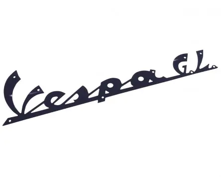 Neu Schriftzug für Beinschild kompatibel für Vespa GL schwarz 165x45mm, 9 Nieten