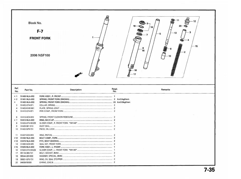 Preisknaller Honda DICHTUNG SATZ, V. GABEL, Honda-Teilenummer 51490GS9305