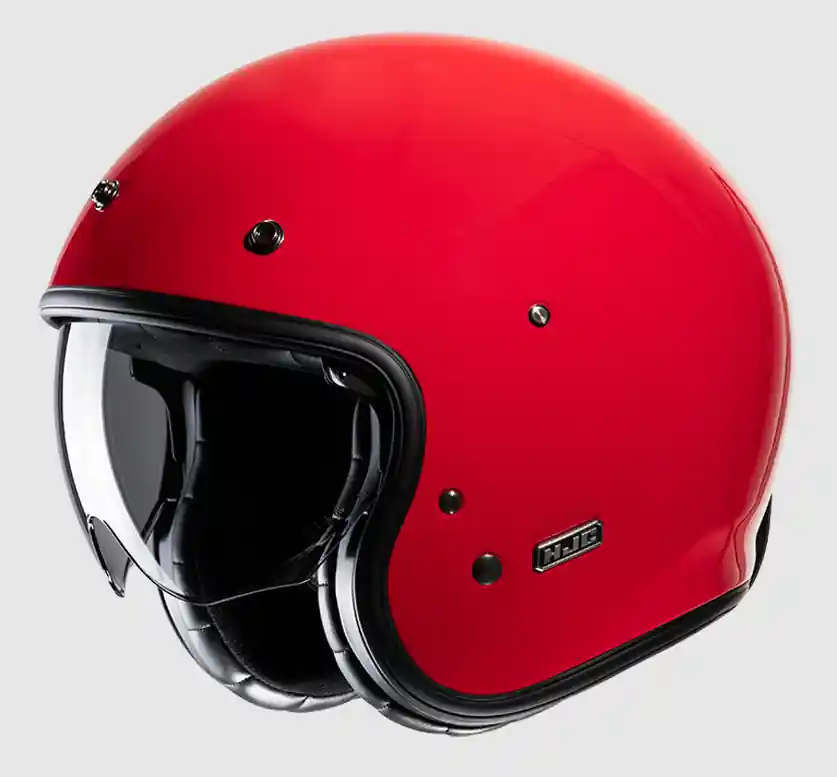 HJC V31 Solid Rot Retro Jethelm mit Sonnenblende Kracherpreis