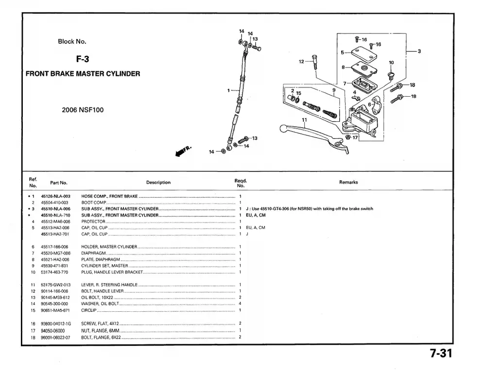 Expressversand Honda orig. HANDBREMSHEBEL LENKER, CB50R DREAM, NSF100 HRC