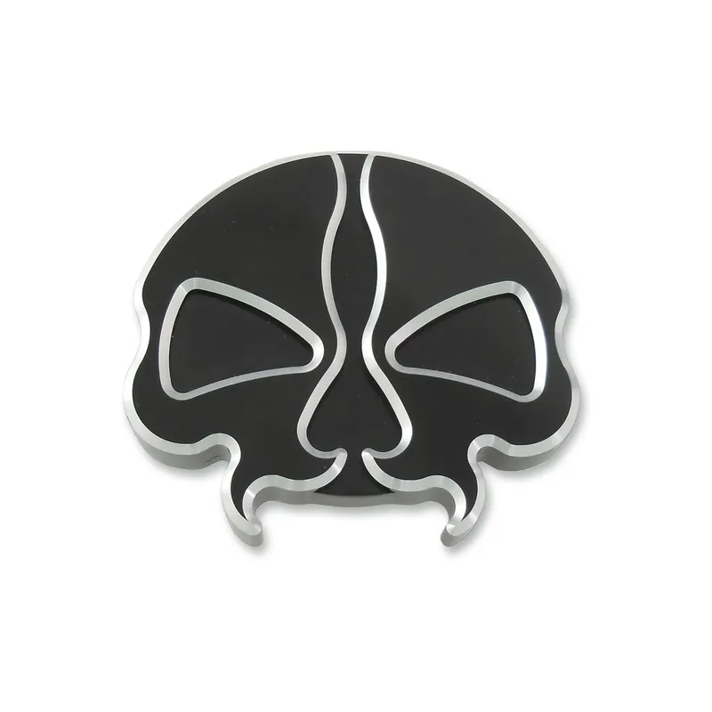 Must-Have Drag Specialties Split Skull Tankdeckel Schwarz Vented/Alumin f. Harley