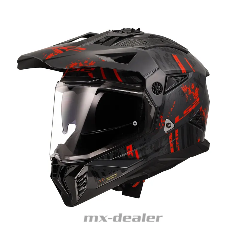 Knallerangebot LS2 MX 702 Pioneer 2 Crazy Matt Schwarz Rot Dualsport Enduro Helm Crosshelm XXL (63-64cm)