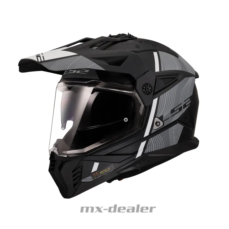 LS2 MX 702 Pioneer 2 Hill Matt Schwarz Weiß Dualsport Enduro Helm Crosshelm M ((57-58xm) Neuheit