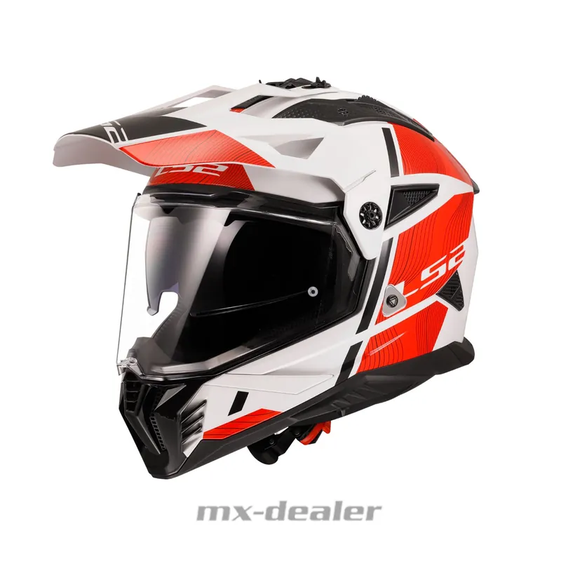 Top-Preis LS2 MX 702 Pioneer 2 Hill Weiß Rot Dualsport Enduro Helm Crosshelm XXL (63-64cm)