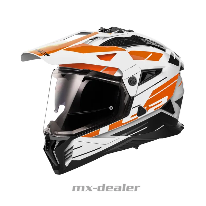 Finale Aktion LS2 MX 702 Pioneer 2 Namib Weiß Orange Dualsport Enduro Helm Crosshelm M ((57-58xm)