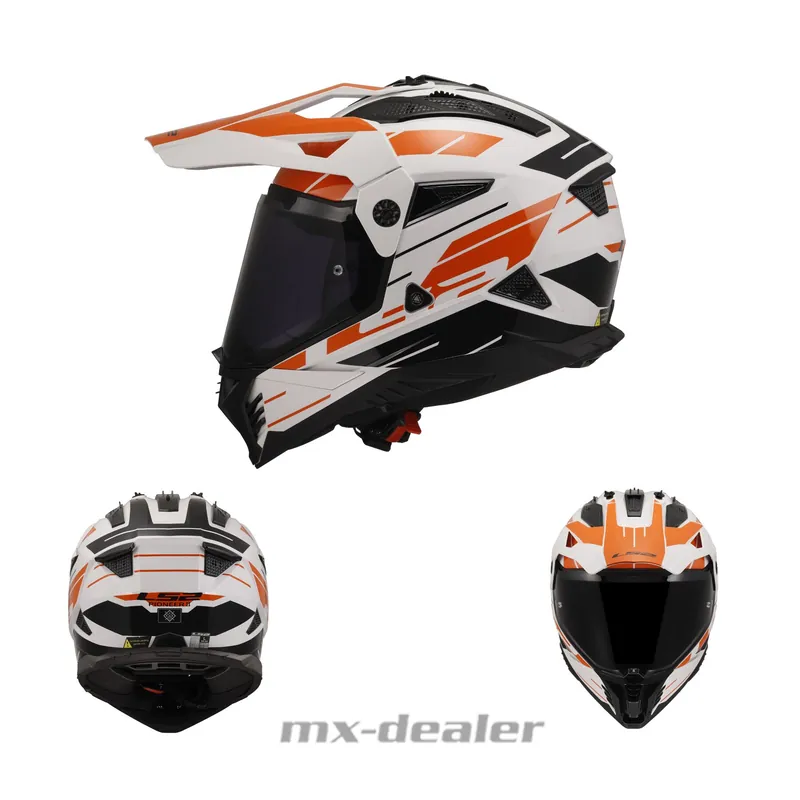 LS2 MX 702 Pioneer 2 Namib Orange + 2. Visier Dualsport Enduro Helm Crosshelm M ((57-58xm) Wochenendangebot