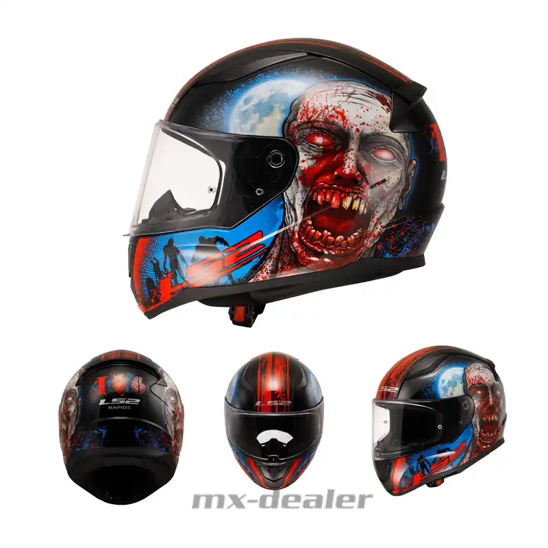 LS2 FF353 Rapid II Zombie Gloss Schwarz Rot Motorrad Helm Integralhelm Race S (55-56cm) Jetzt Bestellen
